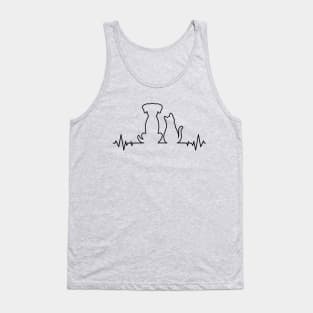 Minimal Cat & Dog Heartbeat line Tank Top